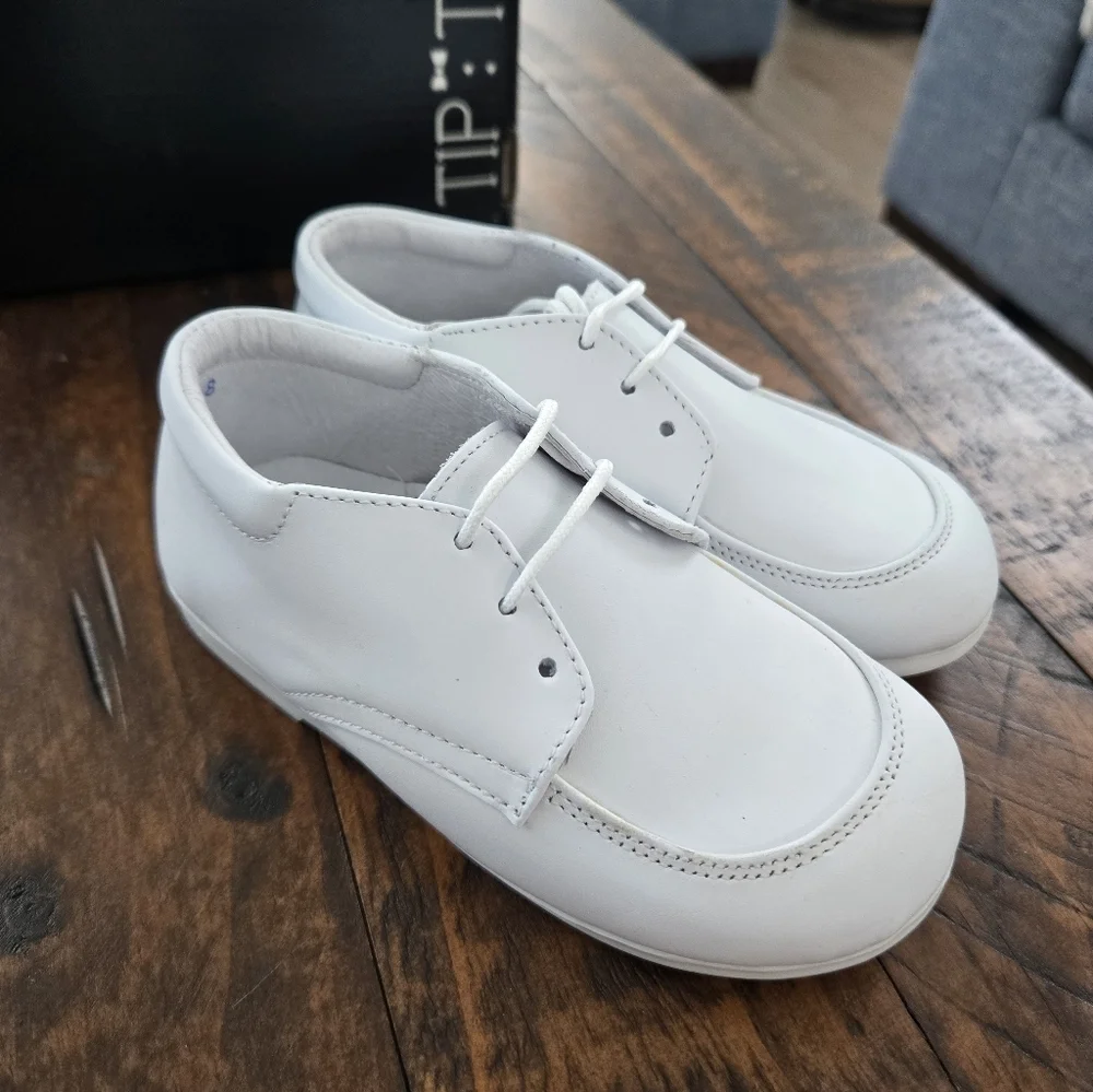 Tip Top Kids Boys White Dress Shoes Style 308. Tuxedo Shoes. Size 8.